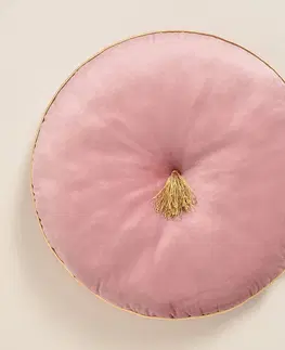 Dekorační polštáře Elegantní růžový velurový kulatý dekorativní polštář