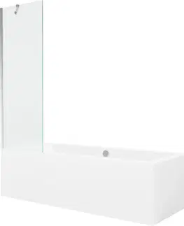 Vany MEXEN/S Cube obdélníková vana 170 x 80 cm s panelem + vanová zástěna 60 cm, transparent, chrom 550517080X9506000001