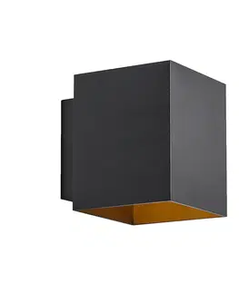 Nastenna svitidla Sada 2 designových nástěnných svítidel černo-zlatá čtvercová - Sola