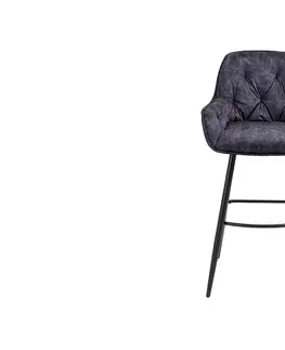 Barové židle LuxD Designová barová židle Garold šedý samet
