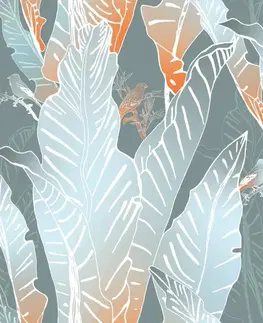 Tapety příroda Tapeta ptáčci v exotických listech