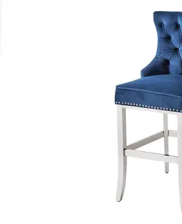 Barové židle LuxD Designová barová židle Queen Lví hlava královská modrá