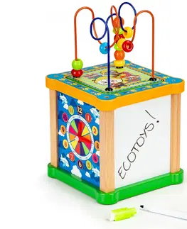 Dřevěné hračky Dřevěná edukační kostka EcoToys Sheep zeleno-žlutá