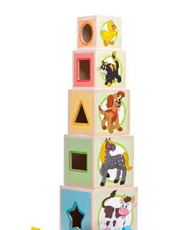 Hračky WOODY - Věž z 5ti kostek Zvířátka