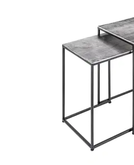 Luxusní a designové příruční stolky Estila Moderní šedý set příručních stolků Elements se čtvercovou deskou a černou konstrukcí z kovu 40cm