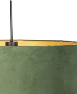 Zavesna svitidla Závěsná lampa s velurovým odstínem zelená se zlatem 50 cm - Combi