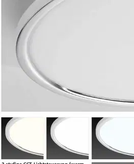 LED stropní svítidla VÝPRODEJ VZORKU PAUL NEUHAUS LED panel, chrom, kruhové, ultraploché, průměr 45cm 2700-5000K PN 8121-17