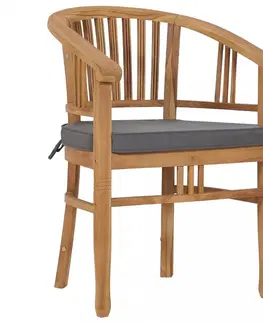 Zahradní křesla a židle Zahradní židle s poduškami 2 ks  teakové dřevo Dekorhome Krémová