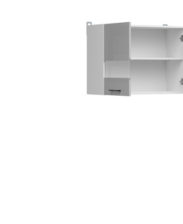 Kuchyňské linky JAMISON, vitrína horní 80 cm, bílá/světle šedý lesk 