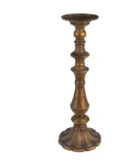 Svícny Měděný antik kovový svícen na širokou svíčku Gillo - Ø 15*43 cm Clayre & Eef 6Y5384