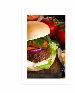 S kuchyňským motivem Plakát s paspartou americký hamburger