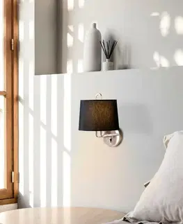 Nástěnná svítidla s látkovým stínítkem FARO MONTREAL nástěnná lampa, chrom/černá