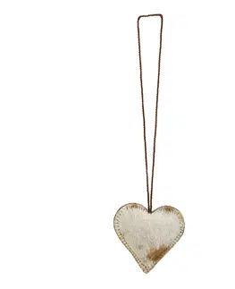 Obrazy Závěsná dekorativní ozdoba malé bílé srdce z hovězí kůže - 5*5*2cm Mars & More IVHGHK