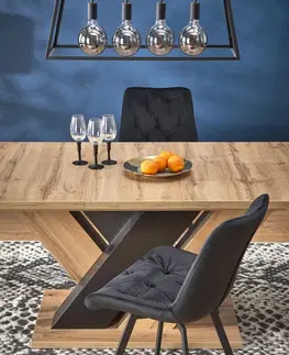 Jídelní stoly HALMAR Rozkládací jídelní stůl Brandon dub wotan/černý
