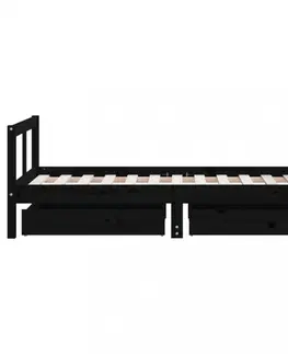 Dětské pokoje Dětská postel se zásuvkami černá 80x160 cm masivní borové dřevo