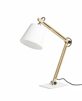 Stolní lampy do kanceláře RED - DESIGN RENDL RENDL NIZZA stolní Polycotton bílá/dřevo 230V E14 7W R14031