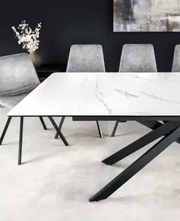 Jídelní stoly LuxD Roztahovací keramický stůl Halia 160-200 cm bílý mramor