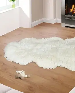Koberce a koberečky Bellatex Vlněná předložka Kožešina bílá