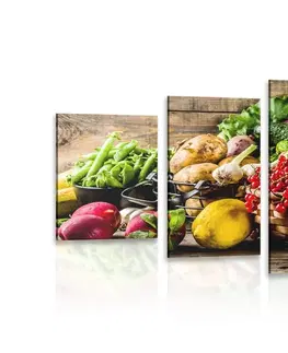 Obrazy jídla a nápoje 5-dílný obraz čerstvé ovoce a zelenina