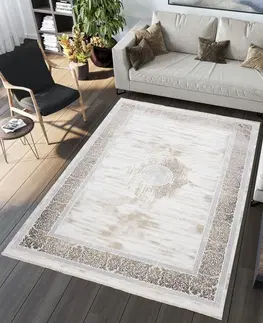 Moderní koberce Jemný krémový koberec s ornamenty Šířka: 80 cm | Délka: 150 cm