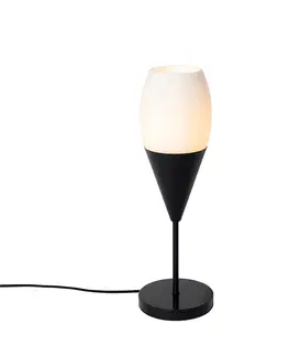 Stolni lampy Moderní stolní lampa černá s opálovým sklem - Drop