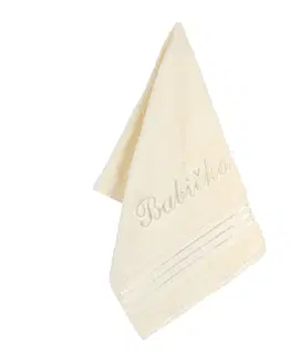 Ručníky Bellatex Froté ručník s výšivkou Babička vanilková