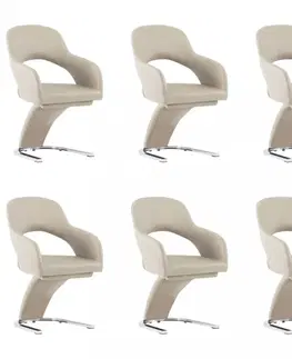 Židle Jídelní židle 6 ks umělá kůže / chrom Dekorhome Bílá
