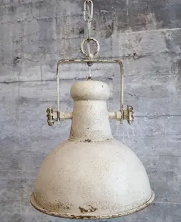 Svítidla Béžové antik kovové závěsné světlo Factory Lamp - Ø32*40 cm Chic Antique 70078019 (70780-19)