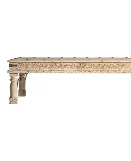 Designové a luxusní konferenční stolky Estila Orientální konferenční stolek do obývacího pokoje Vallexa z masivního teakového dřeva s bohatým ornamentálním vyřezáváním 150cm