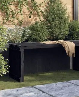 Zahradní lavice Zahradní lavice rozšiřitelná černá 212,5x40,5x45 cm borovice