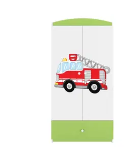 Dětský nábytek Kocot kids Dětská skříň Babydreams 90 cm hasičské auto zelená