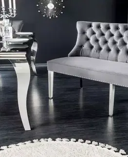 Lavice do jídelny LuxD Designová lavice Queen Lví hlava 164 cm šedý samet