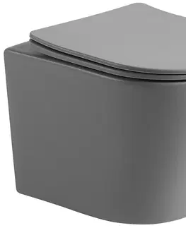 Záchody MEXEN Rico Závěsná WC mísa včetně sedátka s slow-slim, duroplast, světle šedá mat 30724061
