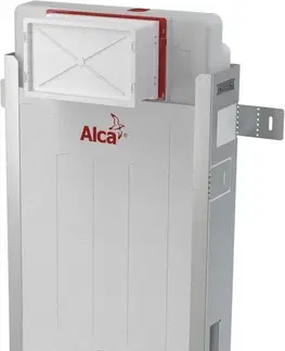 Záchody ALCADRAIN Renovmodul předstěnový instalační systém s bílým tlačítkem M1710 + WC REA CARLO MINI RIMLESS ČIERNY MAT + SEDADLO AM115/1000 M1710 MM1
