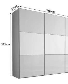 Šatní skříně s posuvnými dvěřmi Skříň INCLUDO GLAS Sklo Bílé/šedé,š.cca 336cm