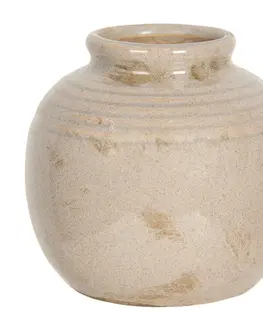 Dekorativní vázy Světle hnědo-šedá baňatá vázička Mitto - Ø 8*8 cm Clayre & Eef 6CE1217