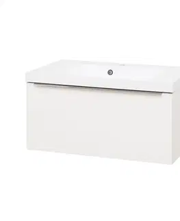 Koupelnový nábytek MEREO Mailo, koupelnová skříňka s umyvadlem z litého mramoru 81 cm, bílá, chrom madlo CN516M