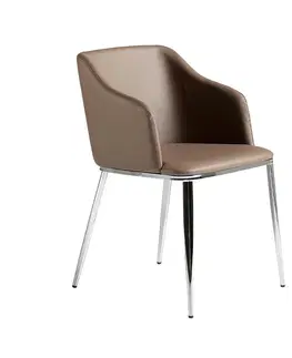 Luxusní jídelní židle Estila Luxusní kožená jídelní židle Urbano hnědá 79cm
