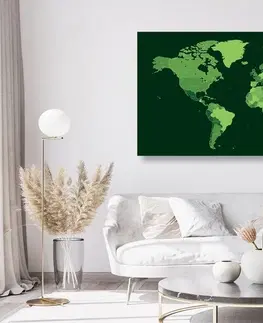 Obrazy na korku Obraz na korku detailní mapa světa v zelené barvě