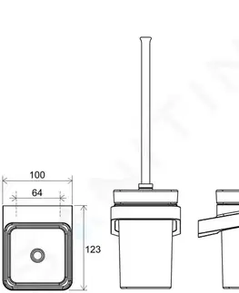 WC štětky RAVAK 10° WC štětka nástěnná s držákem, černá/sklo X07P566