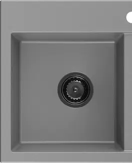 Sifony k pračkám MEXEN/S Hektor granitový dřez 2-bowl 800 x 480 mm, šedá, černý sifon 6521802000-71-B
