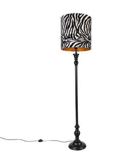 Stojaci lampy Stojací lampa černá s odstínem zebra design 40 cm - Classico