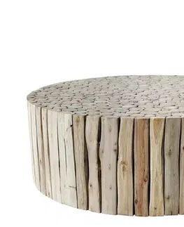 Konferenční stolky Přírodní kulatý stůl z dřevěných špalíků Eucalypt - Ø 90*30cm Chic Antique 40046600