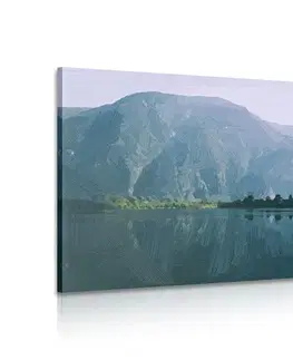 Obrazy přírody a krajiny Obraz malované hory u jezera