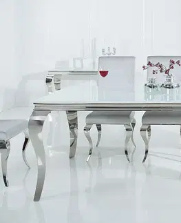 Jídelní stoly LuxD Jídelní stůl Rococo 200 cm bílá / stříbrná
