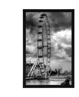 Černobílé Plakát jedinečný Londýn a řeka Temže v černobílém provedení