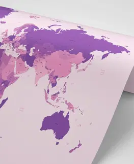 Samolepící tapety Samolepící tapeta detailní mapa světa ve fialové barvě