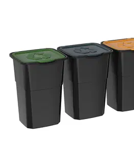 Odpadkové koše Koš na tříděný odpad Eco 3 Master 50 l BLACK, 3 ks