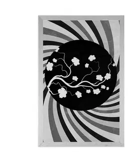 Černobílé Plakát asijské grunge pozadí v černobílém provedení