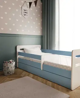 Dětské postýlky Kocot kids Dětská postel Tomi modrá, varianta 80x180, se šuplíky, s matrací